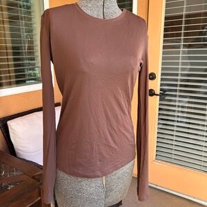 Wilfred Free Aritzia Women's Brown Crew neck Long Sleeve Shirt Top Size S